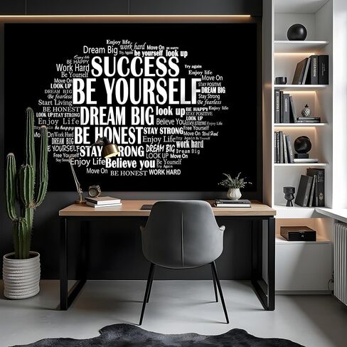 Inspirational Photo Backdrop Positive Affirmations Wall Tapestry, 7x5 ft | Motivational Photography Background Black and White Themed Birthday Party Decorations Banner for Classroom in Saudi Arabia