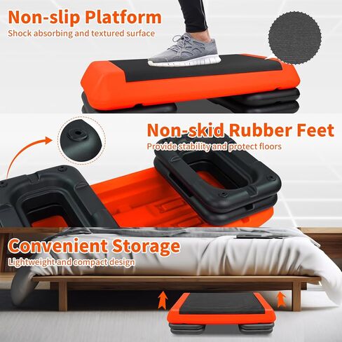 HooKung خطوة تمرين هوائية قابلة للتعديل مع 4 ناهضات للياقة البدنية ومنصة تدريب in Kuwait