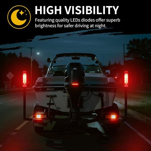 Aila 2PCS Boat Trailer Guide Pole Lights, IP67 Waterproof LED PVC Pipe Lights, 12V Submersible Turn Signal Brake Marker Reverse Lights for Trailer Guide-Ons in Kuwait