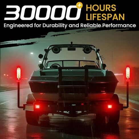 Aila 2PCS Boat Trailer Guide Pole Lights, IP67 Waterproof LED PVC Pipe Lights, 12V Submersible Turn Signal Brake Marker Reverse Lights for Trailer Guide-Ons in Kuwait