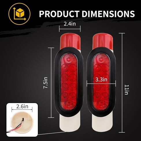 Aila 2PCS Boat Trailer Guide Pole Lights, IP67 Waterproof LED PVC Pipe Lights, 12V Submersible Turn Signal Brake Marker Reverse Lights for Trailer Guide-Ons in Kuwait
