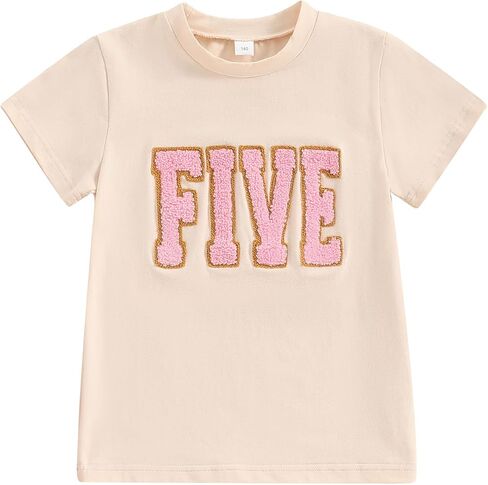 BULINGNA Kids Toddler Baby Girl Birthday T-Shirt Summer Short Sleeve Numbers Embroidery Tee Tops Birthday Outfit Gift 1-6T in Saudi Arabia