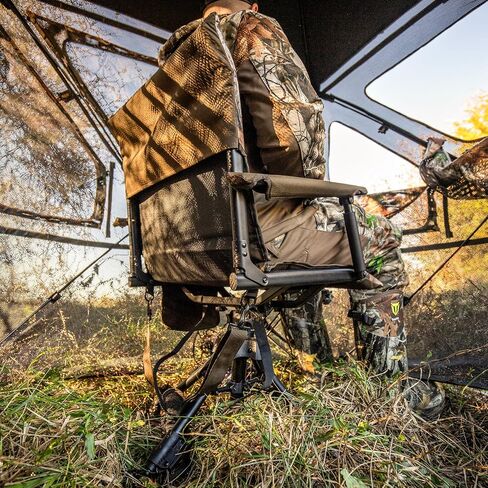 TIDEWE Hunting Chair with Seat Cover, 360 Degree Silent Swivel Blind Folding Chair, 4 Legs Adjustable Height Hunting Seats with Armrest, Portable Comfortable Stable Ground Hunting Chair in Saudi Arabia