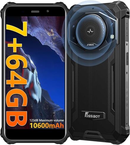 FOSSIBOT F101P Rugged Call Phone，Android 13 7GB+64GB /1TB Rugged Smartphone 10600mAh Unlocked Phone 123dB Loud Volume Phone 5.45" 24MP+8MP Camera Waterproof Smartphone 4G Dual SIM OTG Octa-core 18W in Kuwait