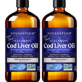 سائل زيت كبد سمك القد، الليمون (16 أونصة) - فيتامينات A وD وEPA وDHA - يساعد على الرؤية وأغشية الجلد ووظيفة المناعة - معتمد من MSC، غير معدّل وراثيًا in Kuwait