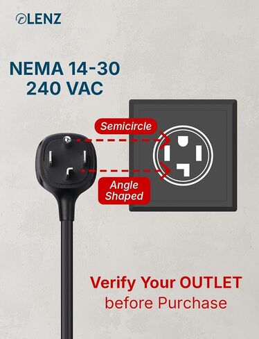 NEMA 10-30 Adapter for Tesla Gen 2 Mobile Portable Charger, Connect Tesla Mobile Charger to NEMA 10-30 240V Outlet at 24 Amp (10-30 Length 15.5") in Kuwait