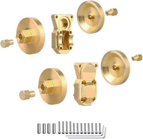 Hobbypark Brass Wheel Weights Hex Adapter Brass Diff Cover Front Rear Heavy Duty for All Axial SCX24 Upgrades 1/24 RC Crawler Car (Black-Gold) in Saudi Arabia