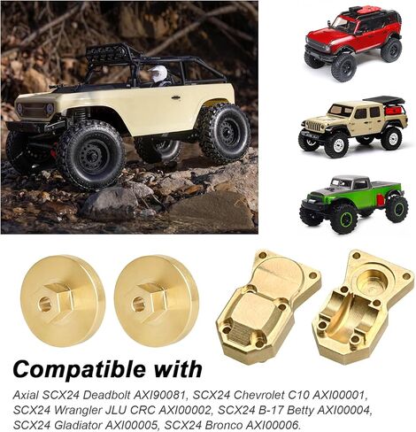 Hobbypark Brass Wheel Weights Hex Adapter Brass Diff Cover Front Rear Heavy Duty for All Axial SCX24 Upgrades 1/24 RC Crawler Car (Black-Gold) in Saudi Arabia