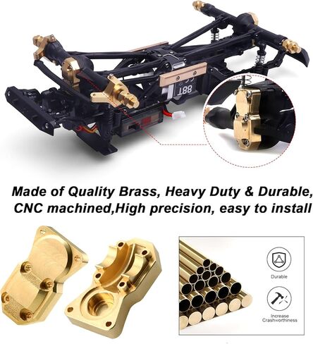 Hobbypark Brass Wheel Weights Hex Adapter Brass Diff Cover Front Rear Heavy Duty for All Axial SCX24 Upgrades 1/24 RC Crawler Car (Black-Gold) in Saudi Arabia
