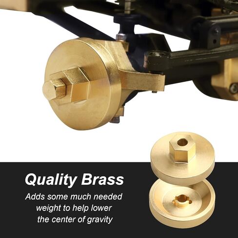 Hobbypark Brass Wheel Weights Hex Adapter Brass Diff Cover Front Rear Heavy Duty for All Axial SCX24 Upgrades 1/24 RC Crawler Car (Black-Gold) in Saudi Arabia