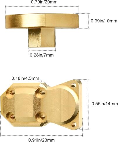 Hobbypark Brass Wheel Weights Hex Adapter Brass Diff Cover Front Rear Heavy Duty for All Axial SCX24 Upgrades 1/24 RC Crawler Car (Black-Gold) in Saudi Arabia
