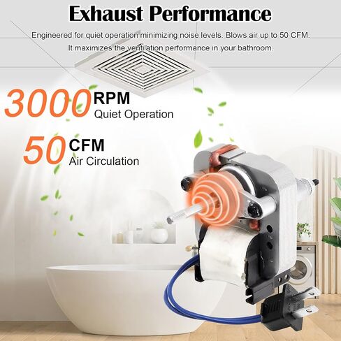 محرك مروحة Hiorucet BP27 وعجلة منفاخ لـ Nutone Broan 688 663 678 671 659 662 668 670 689 669 مروحة تهوية 688-C، 678-C، 688-E، N678-C، 678-F، 678-D قطع غيار مروحة عادم الحمام ، 50 قدم مكعب في الدقيقة in Kuwait