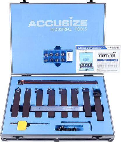 Accusize Industrial Tools 3/4" 9 Pieces/Set, Indexable Carbide Turning Tools and Boring Bar, 2988-0034 in Saudi Arabia