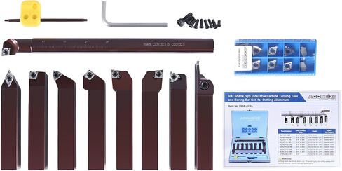 Accusize Industrial Tools 3/4" 9 Pieces/Set, Indexable Carbide Turning Tools and Boring Bar, 2988-0034 in Saudi Arabia