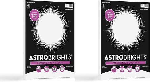 Astrobrights/Neenah Bright White Cardstock، 8.5 بوصة × 11 بوصة، 65 رطل/176 جرامًا للمتر المربع، أبيض، 75 ورقة (90905-02) - قد تختلف التعبئة in Saudi Arabia