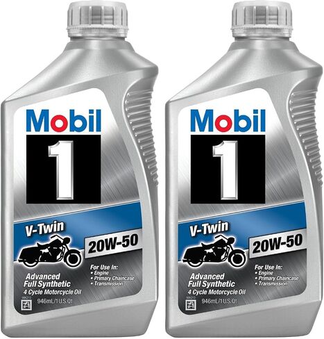 Mobil 1 96936 20W-50 V-Twin Synthetic Motocycle Motor Oil - 1 Quart (Pack of 6) in Saudi Arabia