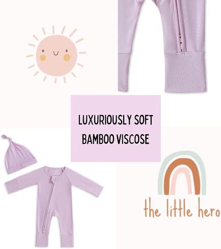 Preemie & Smaller Newborn Baby Sleeper/Footie with Fold Over Hands & Feet, Luxuriously Soft Bamboo Viscose in Saudi Arabia