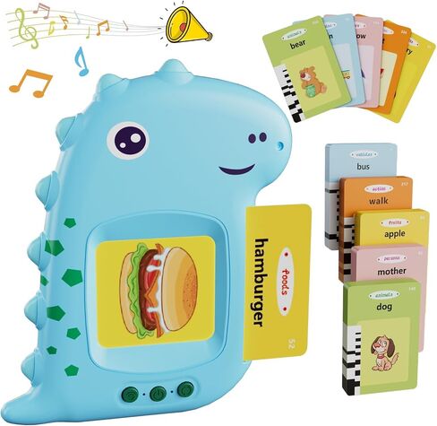 Talking Flash Cards with 224 Sight Words, Preschool Montessori Toys for Early Learning, Toddler Words Learning Interactive Toys, Dinosaur Educational Gift and Toy for 3 4 5 Years Old (Blue) in Saudi Arabia