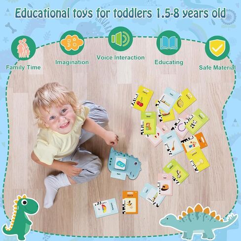 Talking Flash Cards with 224 Sight Words, Preschool Montessori Toys for Early Learning, Toddler Words Learning Interactive Toys, Dinosaur Educational Gift and Toy for 3 4 5 Years Old (Blue) in Saudi Arabia