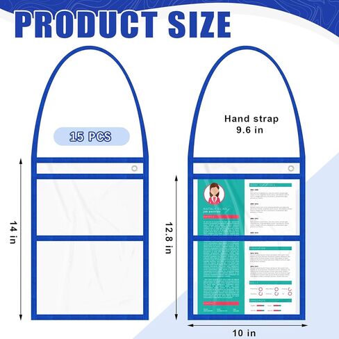 15 Pack Stitched Ticket Holders with Hanging Strap Job Ticket Holders with 2 Pockets Work Order Plastic Sleeves Dry Erase Pockets Reusable Sleeves, Both Sides Clear, 9 x 12 Inch in Kuwait