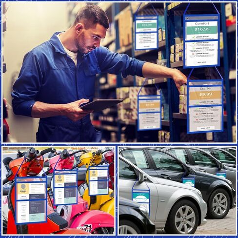 15 Pack Stitched Ticket Holders with Hanging Strap Job Ticket Holders with 2 Pockets Work Order Plastic Sleeves Dry Erase Pockets Reusable Sleeves, Both Sides Clear, 9 x 12 Inch in Kuwait