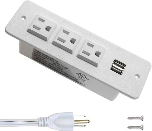 قطاع طاقة مجوف للمؤتمرات مع 3 منافذ USB 1875 وات/12 أمبير ومنفذين USB 2.1 أمبير وسلك طاقة 10 قدم أسود in Kuwait