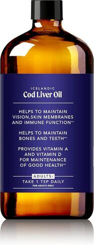 Cod Liver Oil Liquid, Lemon (16oz) - Vitamins A & D, EPA & DHA - Helps Vision, Skin Membranes & Immune Function - MSC Certified, Non-GMO in Saudi Arabia