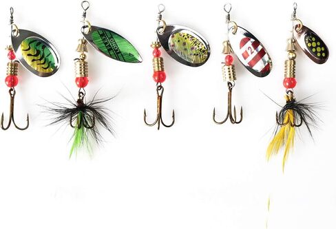 WOLFSKIN Fishing Lure Kit Spoon Bait for Trout Salmon Bass Walleye 10pcs Spoons Freshwater and Saltwater Hard Metal Fishing Bait with Hooks Stainless Steel Spinnerbaits in Saudi Arabia