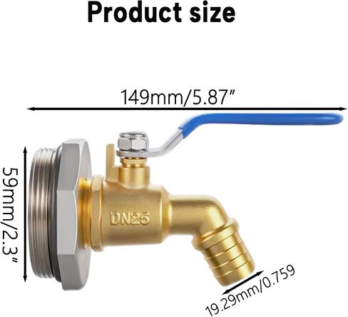 2"Drum Faucet 3/4 inch Brass Barrel Faucet for 55 Gallon Drum, 55 Gallon Steel/Plastic Drum,rain Barrel Faucet, with EPDM Washer in Kuwait