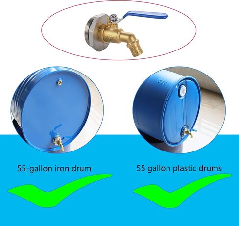 2"Drum Faucet 3/4 inch Brass Barrel Faucet for 55 Gallon Drum, 55 Gallon Steel/Plastic Drum,rain Barrel Faucet, with EPDM Washer in Kuwait
