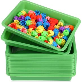 Maitys 24 Pcs Art Trays Plastic Activity Tray for Kids Craft Stackable Shallow Storage Organizer Serving for DIY School Books Home Painting Projects 9.45 x 7.1 x 1.38 Inch(Black) in Kuwait