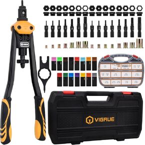 تشكيلة صواميل البرشام SAE، VIGRUE 185pcs #8-32#10-24 1/4"-20 5/16"-18 3/8"-16 304 طقم صواميل من الفولاذ المقاوم للصدأ، رأس مسطح ملولب إدراج الجوز متنوعة in Kuwait