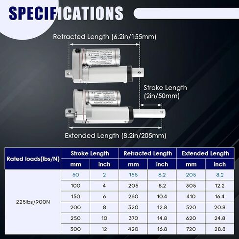 MAOPINER DC12V 12inch Stroke Linear Actuator with Mounting Bracket 900N(202lbs) Maximum Lift 10mm/s for Recliner TV Table Lift Massage Bed Electric Sofa Linear Actuator in Kuwait