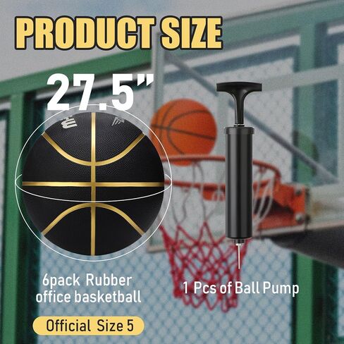 6 Pcs Basketballs Bulk Christian Charity Donation Supplies Size 5 Basketballs for Kids 27.5 Inch Basketball with Pump Xmas Gifts for Kids Basketball Games Training in Kuwait