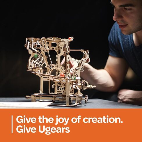 UGEARS 3D Puzzle Marble Run Chain - Creative 3D Wooden Puzzles for Adults with Rubber Band Motor - Marble Run Chain Wood Model Kit - Unique Wooden Puzzle - 3D Puzzles for Adults and Kids Building Kit in Saudi Arabia