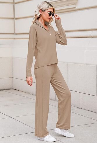 أطقم صالة كاجوال من TOLENY للنساء بلوفر نصف سحاب وسروال برباط ملابس رياضية in Kuwait