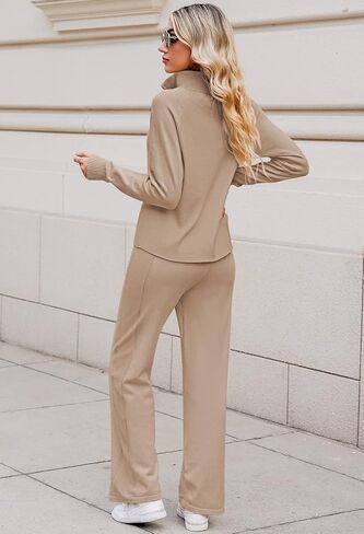 أطقم صالة كاجوال من TOLENY للنساء بلوفر نصف سحاب وسروال برباط ملابس رياضية in Kuwait