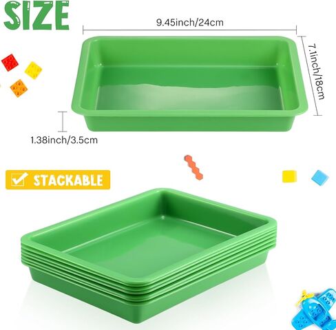 Maitys 24 Pcs Art Trays Plastic Activity Tray for Kids Craft Stackable Shallow Storage Organizer Serving for DIY School Books Home Painting Projects 9.45 x 7.1 x 1.38 Inch(Black) in Kuwait