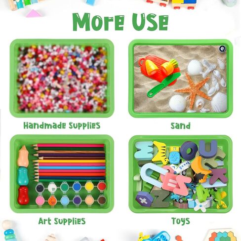 Maitys 24 Pcs Art Trays Plastic Activity Tray for Kids Craft Stackable Shallow Storage Organizer Serving for DIY School Books Home Painting Projects 9.45 x 7.1 x 1.38 Inch(Black) in Kuwait