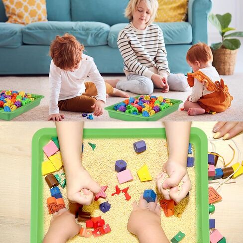 Maitys 24 Pcs Art Trays Plastic Activity Tray for Kids Craft Stackable Shallow Storage Organizer Serving for DIY School Books Home Painting Projects 9.45 x 7.1 x 1.38 Inch(Black) in Kuwait