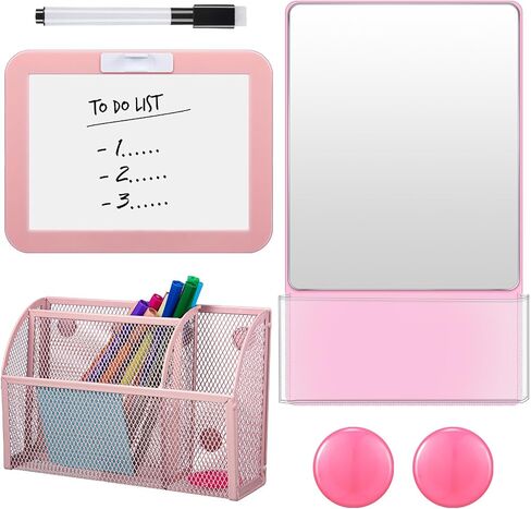 Magnetic Locker Accessories, Back to School Essentials, Include Magnetic Mirror with Holder, Magnetic Mesh Pen Holder, Small Whiteboard and Magnets for Office School Locker Organizer (Black) in Saudi Arabia