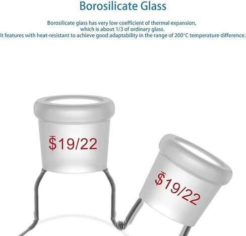 StonyLab زجاج 500 مل جدار ثقيل 2 رقبة مستديرة قارورة RBF، مع مركز 19/22 ومفصل خارجي مدبب قياسي جانبي - 500 مل in Kuwait