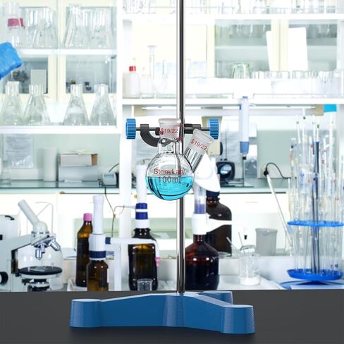 StonyLab زجاج 500 مل جدار ثقيل 2 رقبة مستديرة قارورة RBF، مع مركز 19/22 ومفصل خارجي مدبب قياسي جانبي - 500 مل in Kuwait