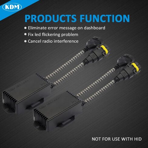 H13 9008 LED فك ترميز Canbus، مقاوم تحميل خالٍ من الأخطاء ومضاد للوميض، محول مقاوم إلغاء تحذير LED، 2 حزمة in Kuwait