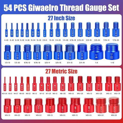 Nut and Bolt Thread Gauge - 44 PCS Nut and Bolt Checkers Individually Housed in Case (21 Metric & 23 Inch) Specially Suitable for Size Check on Tricky and Narrow Area in Kuwait