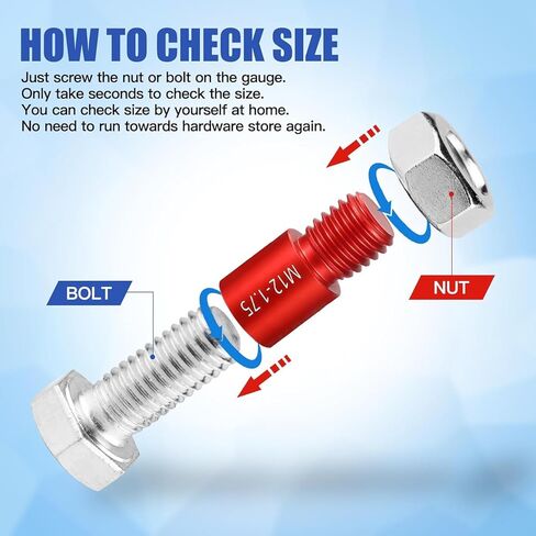 Nut and Bolt Thread Gauge - 44 PCS Nut and Bolt Checkers Individually Housed in Case (21 Metric & 23 Inch) Specially Suitable for Size Check on Tricky and Narrow Area in Kuwait