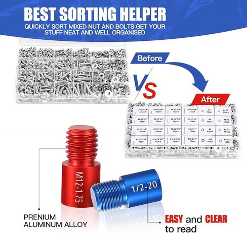 Nut and Bolt Thread Gauge - 44 PCS Nut and Bolt Checkers Individually Housed in Case (21 Metric & 23 Inch) Specially Suitable for Size Check on Tricky and Narrow Area in Kuwait