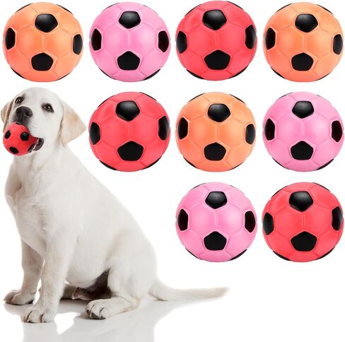 9 Pcs Latex Squeaky Dog Toys Ball, Dog Soccer Ball Interactive Fetch Toys Soft Football Puppy Chew Toys for Small Medium and Large Dogs in Saudi Arabia