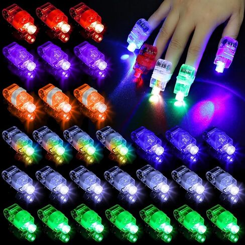 40 Pcs LED Finger Lights, 4 Colors Finger Flashlights, Battery Powered Light Up Finger Ring Toys, Mini Finger Lamps, Glow in The Dark Party Supplies for Rave Concert Shows in Kuwait