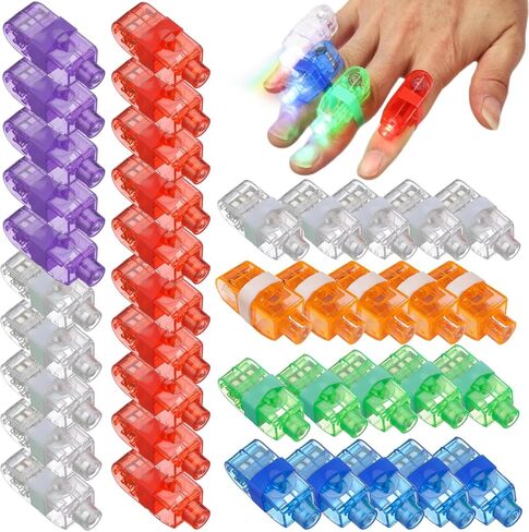 40 Pcs LED Finger Lights, 4 Colors Finger Flashlights, Battery Powered Light Up Finger Ring Toys, Mini Finger Lamps, Glow in The Dark Party Supplies for Rave Concert Shows in Kuwait